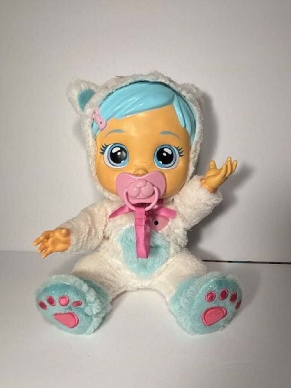 Cry Babies Interactive Kristal Doll with White Sheep Onesie and Pacifier